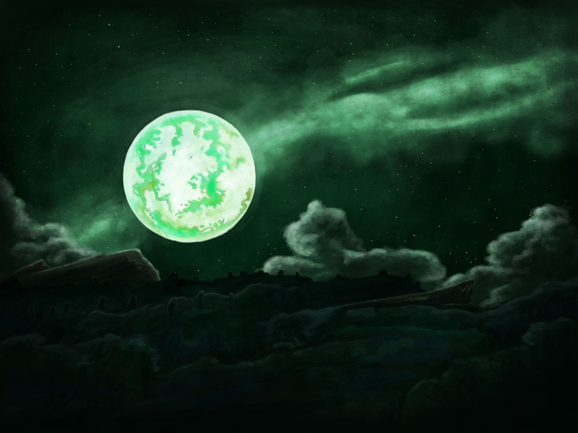 2 зеленые луны. Зеленая Луна вархаммер. Morrslieb. Моррслиб Warhammer. Луна вархаммер фэнтези.