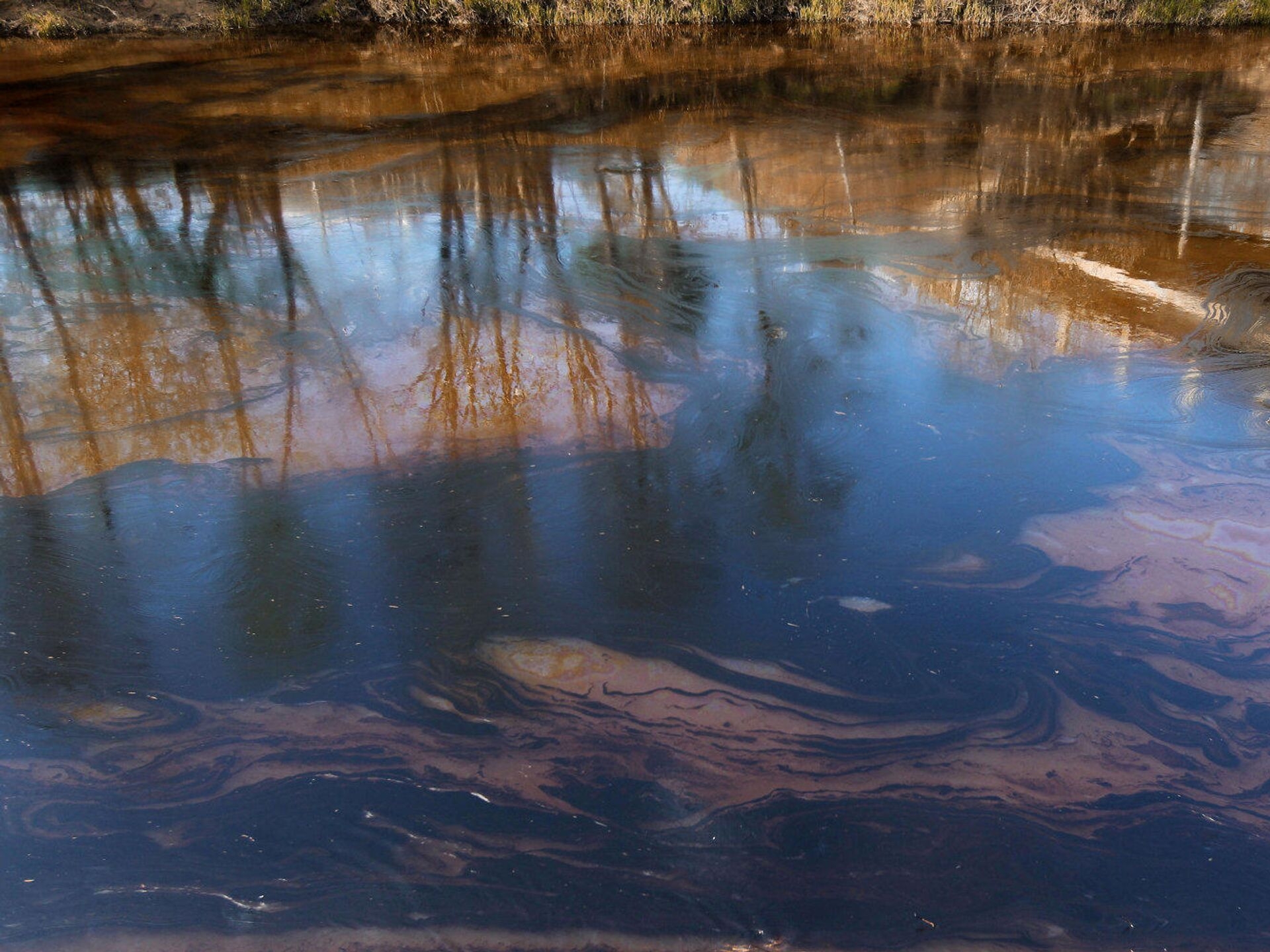 Неведомая река. Река Бизяевка. Загрязнение водоемов. Разлив нефтепродуктов на реке. Загрязнение пруда.