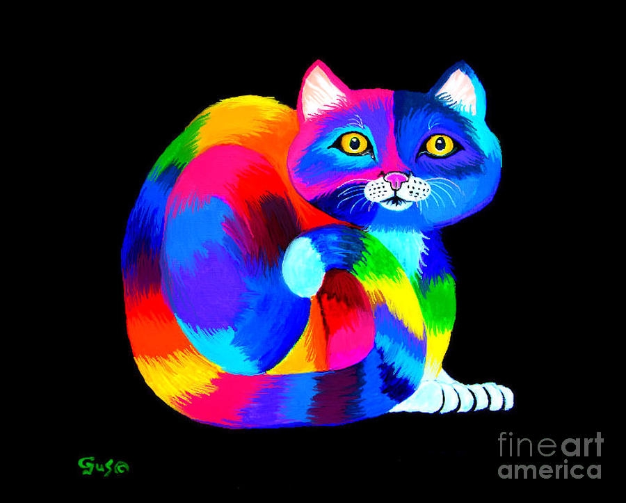 Включи радужные друзья кот. Радужная кошка. Разноцветный кот. Радужные котята. Яркие цветные кошки.
