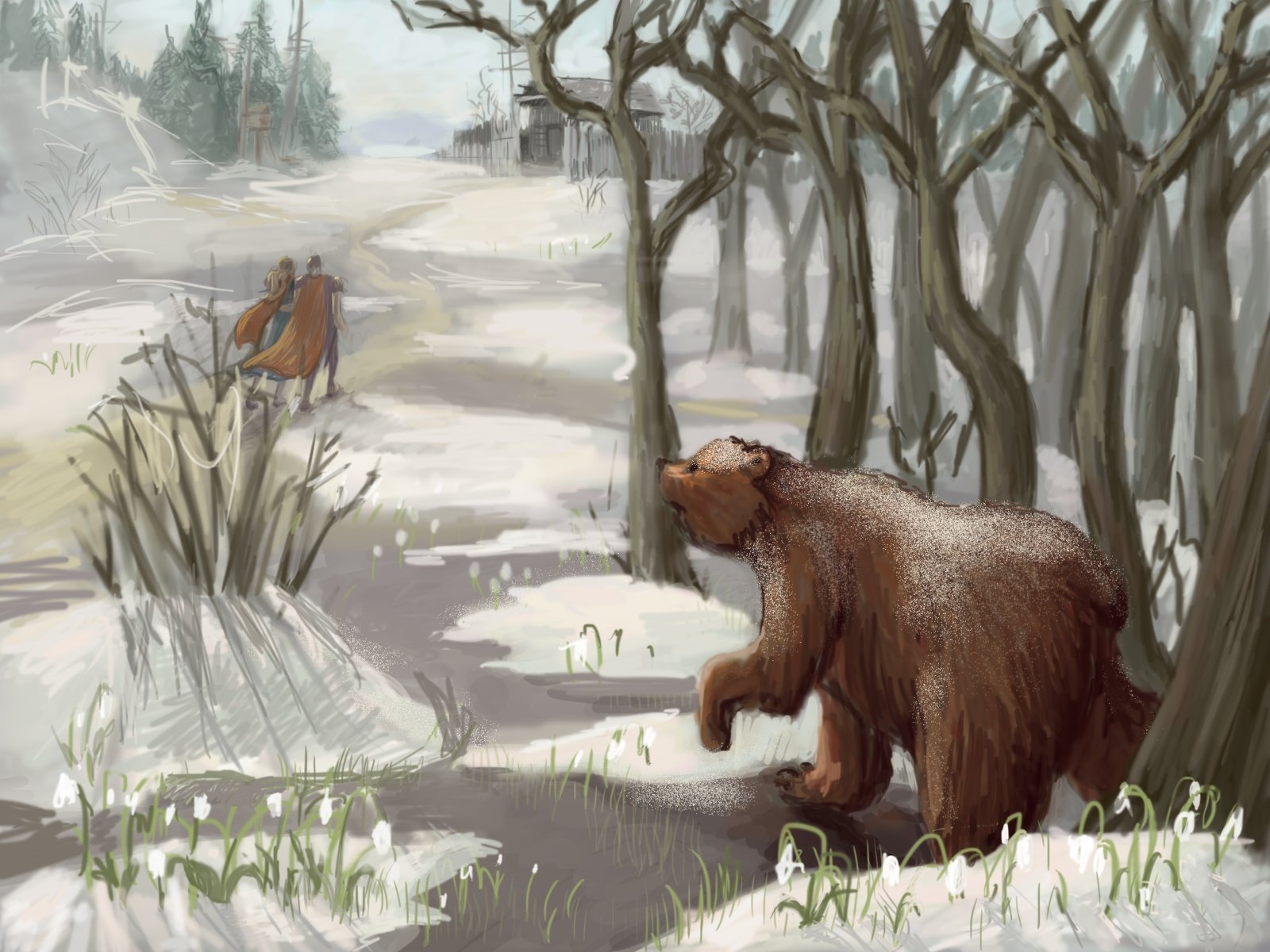 Зверь пробуждение. Медведь весной. Медведь в весеннем лесу. Медведь весной в лесу. Медведь живопись.